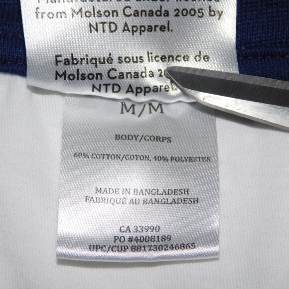Molson Canadian Beer Mens M Short Sleeve Raglan Baseball Shirt Blue White - Picture 6 of 10